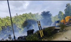 Pos Pengamanan PT Kristalin yang dibakar OTK