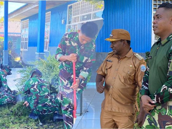 Yonif TP 804/DBAY Gelar Karya Bhakti di Teluk Kimi, Perkuat Kebersamaan dengan Masyarakat 