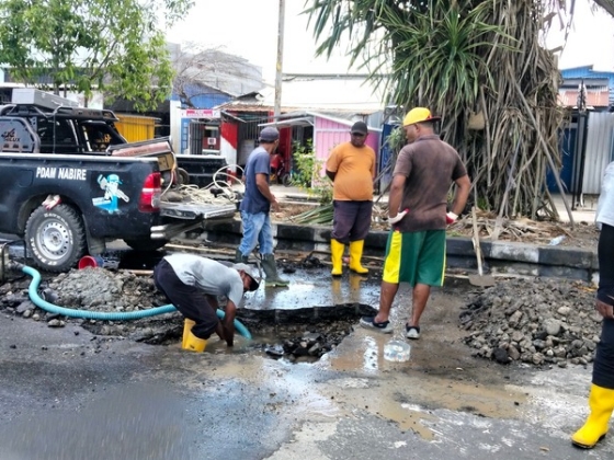 Pipa Salur PDAM Nabire Kembali Bocor, Perbaikan Ditarget Rampung Dua Hari